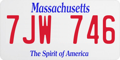 MA license plate 7JW746