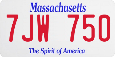 MA license plate 7JW750