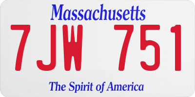 MA license plate 7JW751