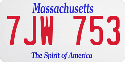 MA license plate 7JW753