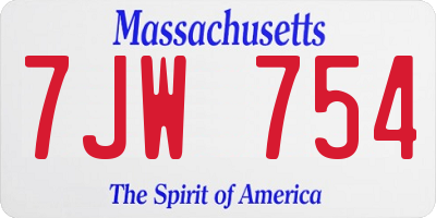 MA license plate 7JW754