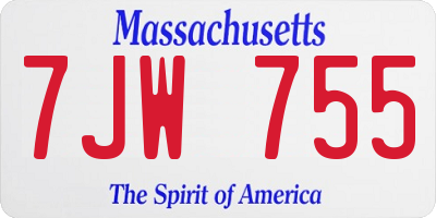 MA license plate 7JW755