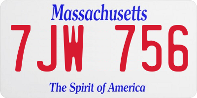 MA license plate 7JW756