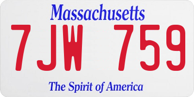 MA license plate 7JW759