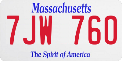 MA license plate 7JW760