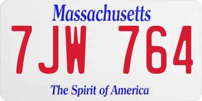 MA license plate 7JW764