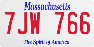 MA license plate 7JW766
