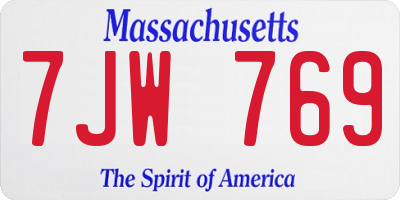 MA license plate 7JW769