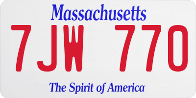 MA license plate 7JW770