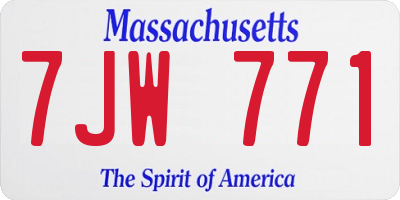 MA license plate 7JW771