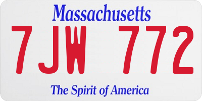 MA license plate 7JW772