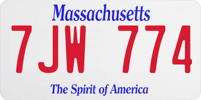 MA license plate 7JW774