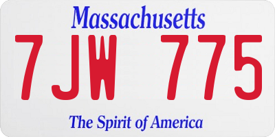 MA license plate 7JW775