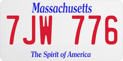 MA license plate 7JW776