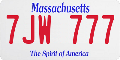 MA license plate 7JW777