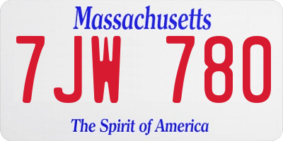 MA license plate 7JW780