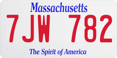 MA license plate 7JW782