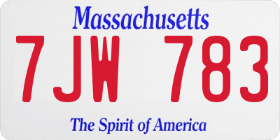 MA license plate 7JW783