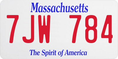 MA license plate 7JW784