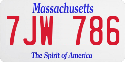 MA license plate 7JW786