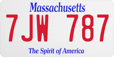 MA license plate 7JW787