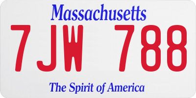 MA license plate 7JW788