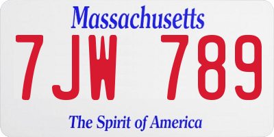 MA license plate 7JW789