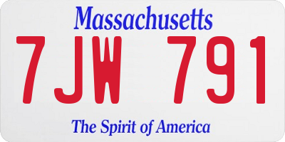 MA license plate 7JW791