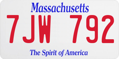 MA license plate 7JW792