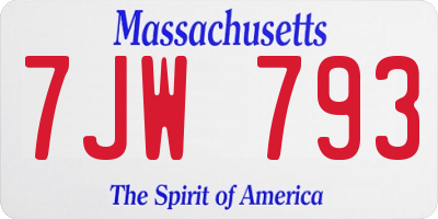 MA license plate 7JW793