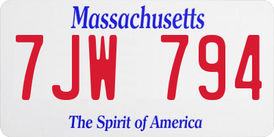MA license plate 7JW794