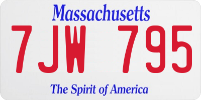 MA license plate 7JW795
