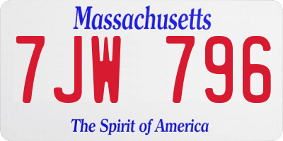 MA license plate 7JW796
