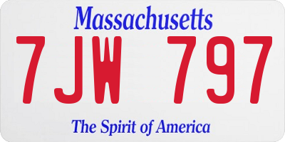 MA license plate 7JW797