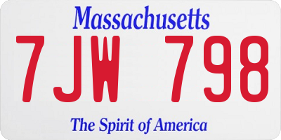 MA license plate 7JW798