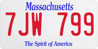 MA license plate 7JW799