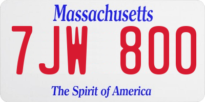 MA license plate 7JW800