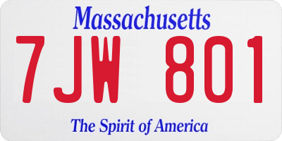 MA license plate 7JW801