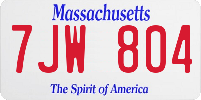 MA license plate 7JW804