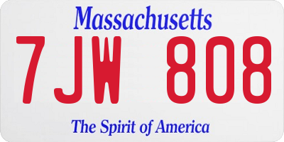 MA license plate 7JW808