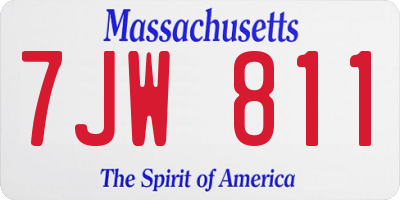 MA license plate 7JW811