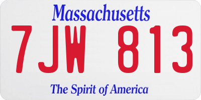 MA license plate 7JW813