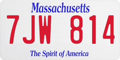 MA license plate 7JW814
