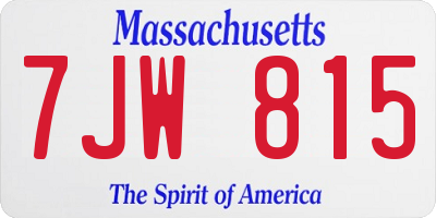 MA license plate 7JW815