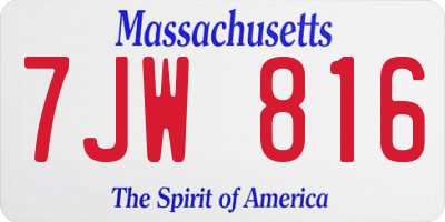 MA license plate 7JW816