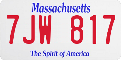 MA license plate 7JW817