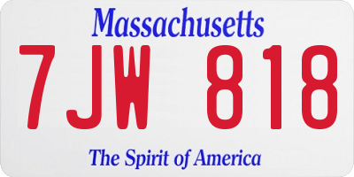 MA license plate 7JW818