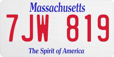 MA license plate 7JW819