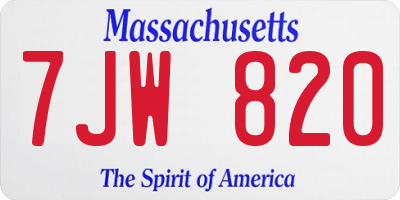 MA license plate 7JW820