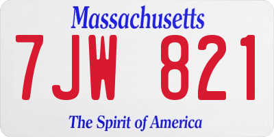 MA license plate 7JW821